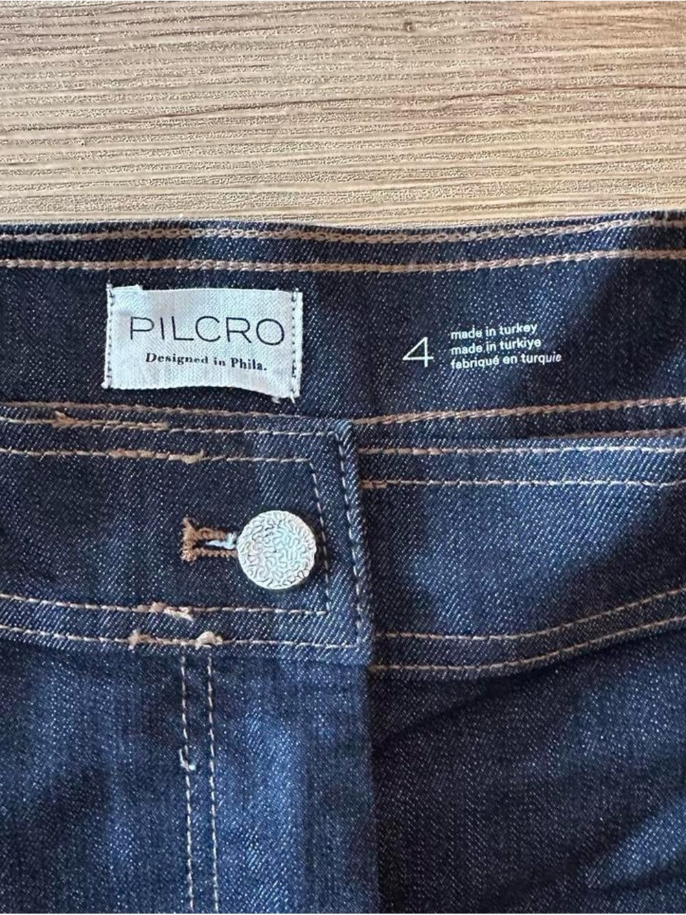 Pilcro Dark Indigo Denim Mini Skirt - Deep Blue - Picture 2 of 5